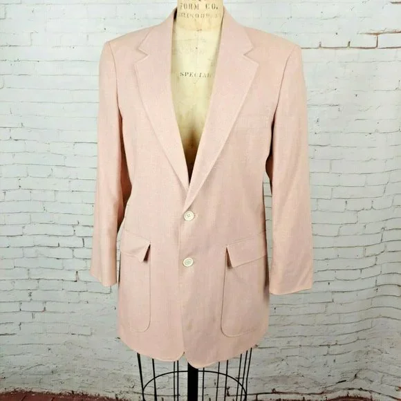 Vintage Glenshire Fine Tailored Clothing Blazer Mens 42 Lined Pink Jacket - Picture 1 of 12